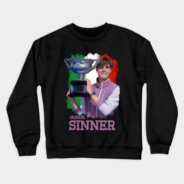 Jannik Sinner cartoon Crewneck Sweatshirt by BAJAJU